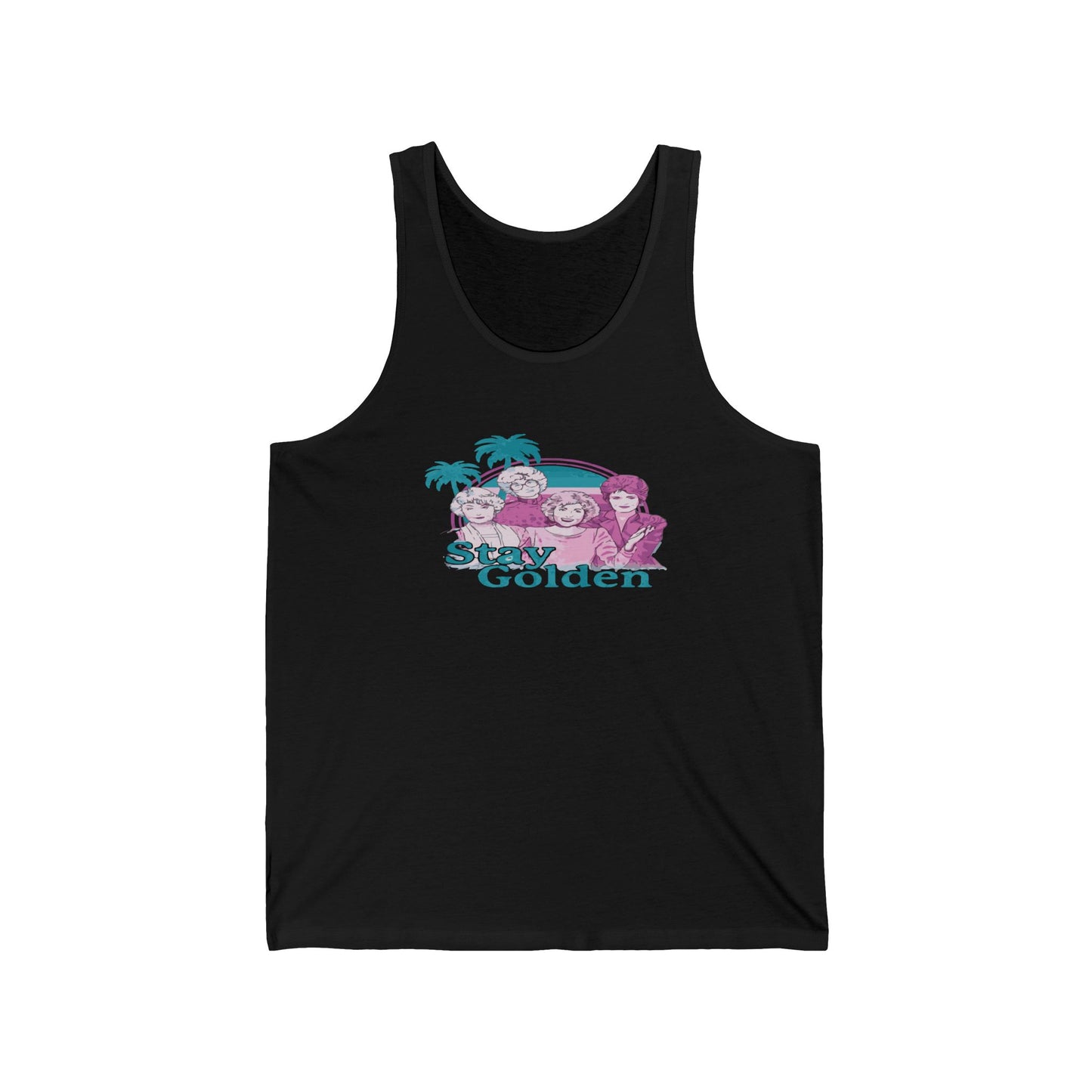 Stay Golden Unisex Jersey Tank Top – Summer Vibes, Tropical Design for Beach Lovers