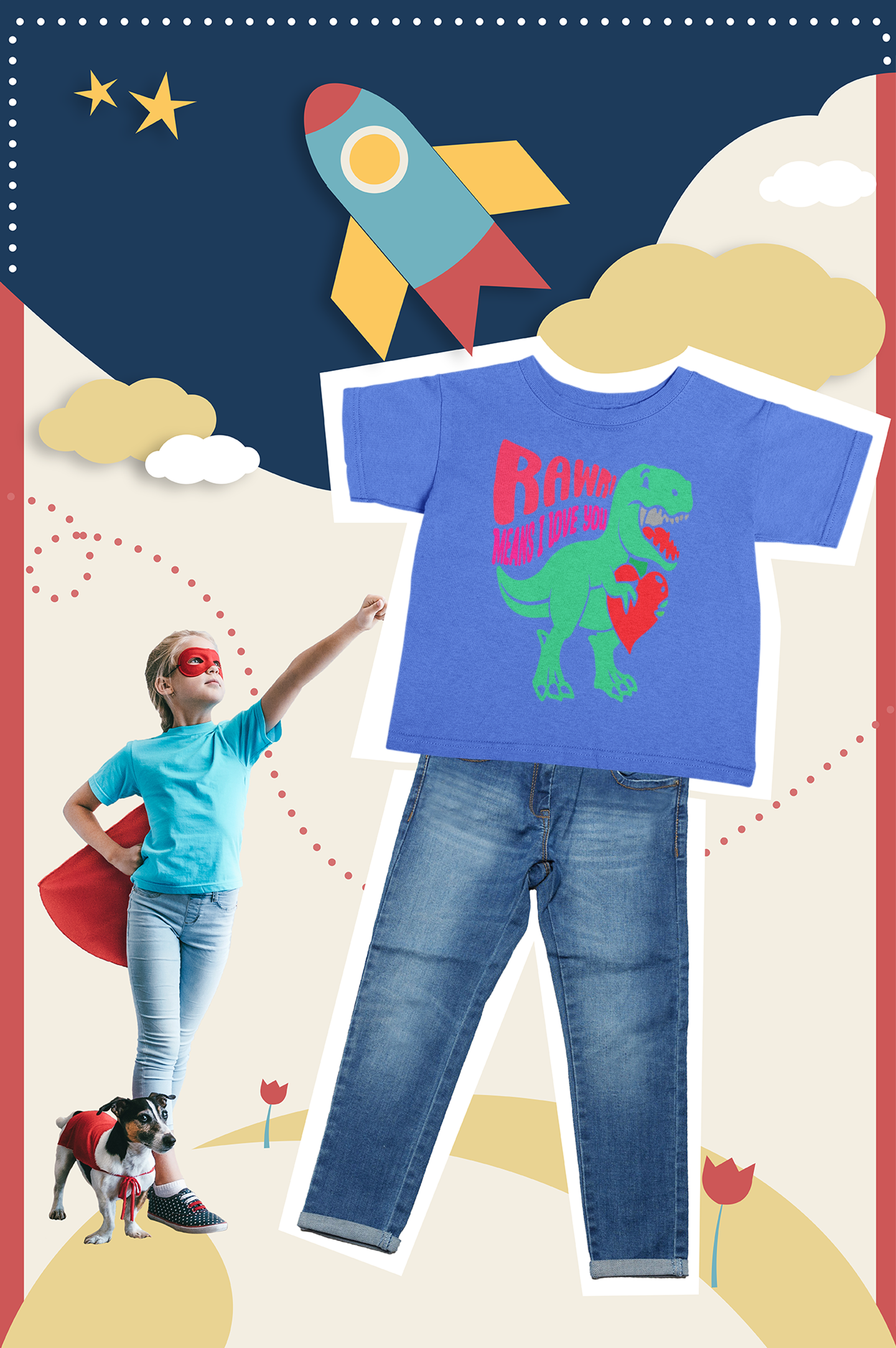 Rawr Means I love You Kids Heavy Cotton™ Tee