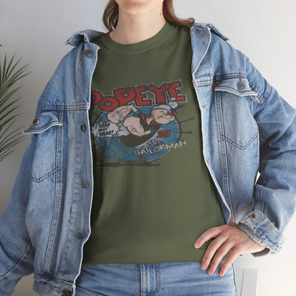 Popeye Illustration Unisex Heavy Cotton Tee, Cartoon T-Shirt, Gift for Fans, Casual Wear, Retro Design, Comfortable Top