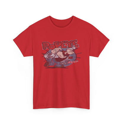 Popeye Illustration Unisex Heavy Cotton Tee, Cartoon T-Shirt, Gift for Fans, Casual Wear, Retro Design, Comfortable Top