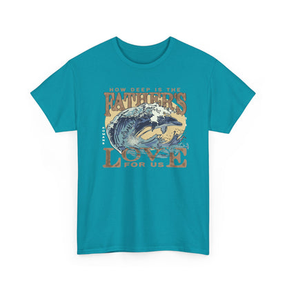 How Deep Is the Father's Love Wave Graphic Tee | Christian Faith Ocean Design