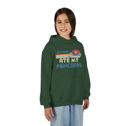 Youth Zombies Ate My Pancreas Hooded Sweatshirt, Funny Youth Hoodie, Gift for Teens, Halloween Apparel, Casual Wear, Nerd Culture Clothing