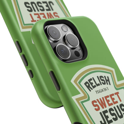 Relish Sweet Jesus Phone Case, Christian Gift, Impact-Resistant Case, Religious Phone Accessory, Faith-Based Present, Celebration Case