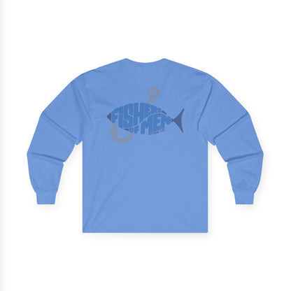 Long Sleeve Tee — Fish of Men Graphic (church/faith fishing design)