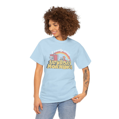 Retro Saturday Mornings Tee, Vintage Cartoon Shirt, Unisex Cotton Tee, Cozy Weekend Vibe, Perfect Gift for Nostalgia Lovers