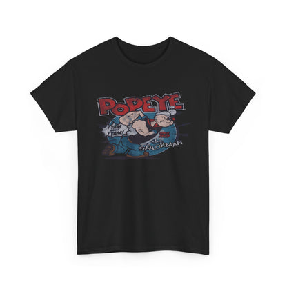 Popeye Illustration Unisex Heavy Cotton Tee, Cartoon T-Shirt, Gift for Fans, Casual Wear, Retro Design, Comfortable Top