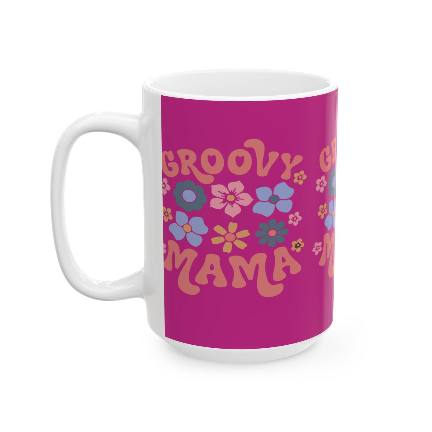 Groovy Mama Ceramic Mug - Colorful Floral Design, Perfect for Mother’s Day or Everyday Use