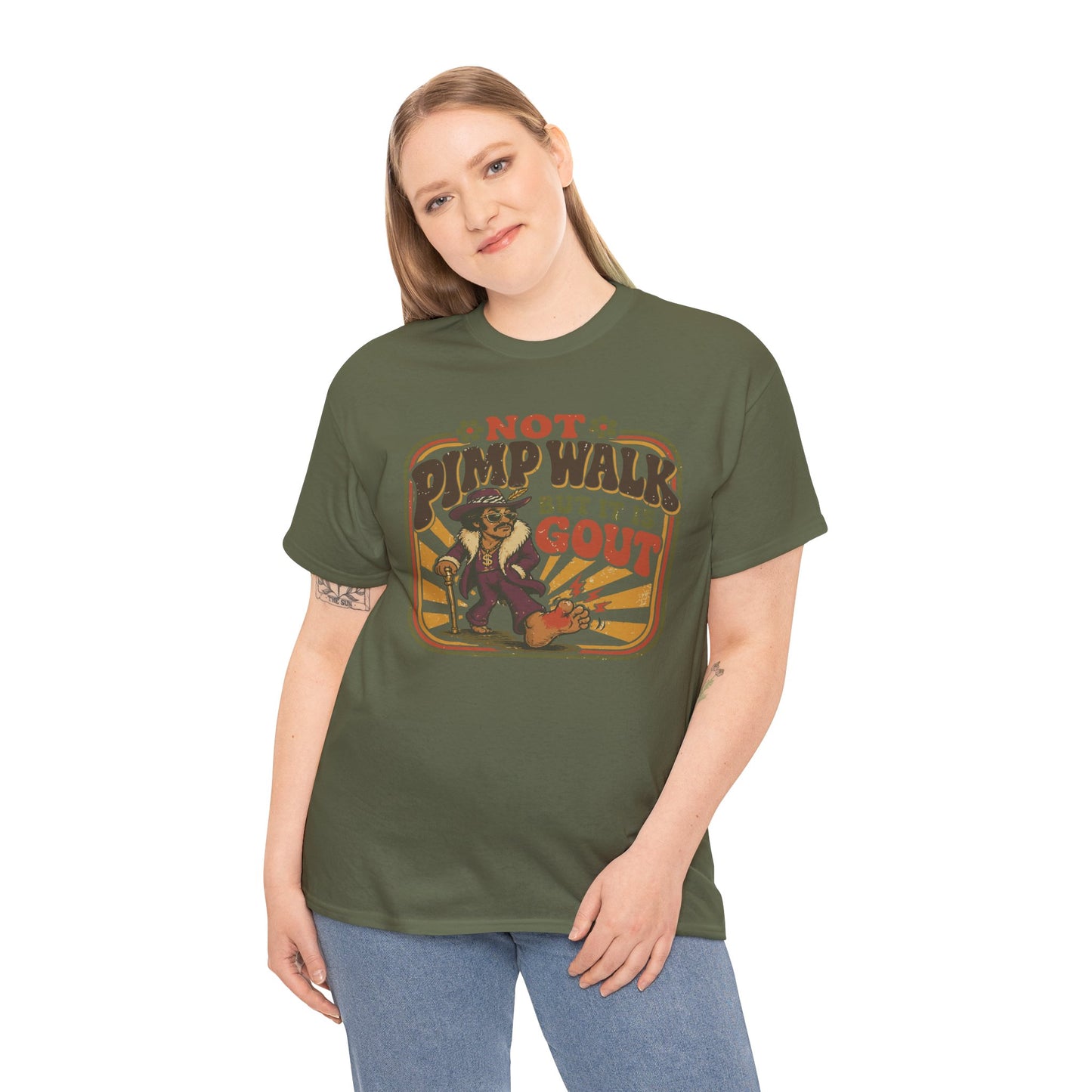 T-Shirt — Vintage 'Not Primping, It's Gout' Retro Humor Tee