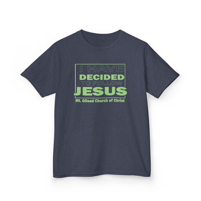 Kids T-Shirt — "I Have Decided to Follow Jesus" Neon Green Youth Church Tee