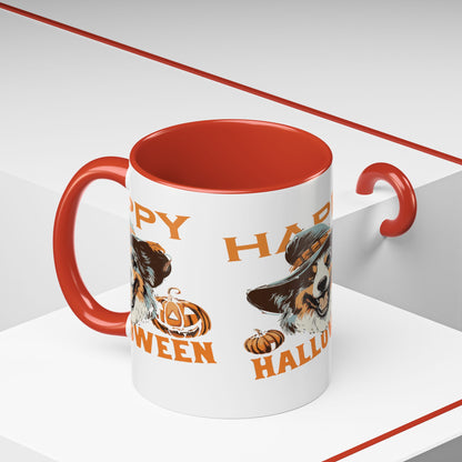Halloween Dog Mug with Pumpkin Design, Cute Pet Lover Gift, Coffee Ceramic Cup for Fall, Spooky Season Decor, Happy Halloween