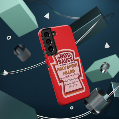 Holy Spirit Hot Sauce Phone Cases - Impact-Resistant, Christian Gift, Spiritual Reminder, Unique Design, Faith-Based Accessory