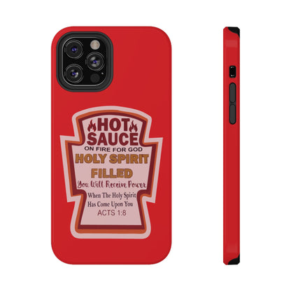 Holy Spirit Hot Sauce Phone Cases - Impact-Resistant, Christian Gift, Spiritual Reminder, Unique Design, Faith-Based Accessory