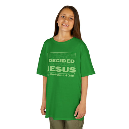 Kids T-Shirt — "I Have Decided to Follow Jesus" Neon Green Youth Church Tee