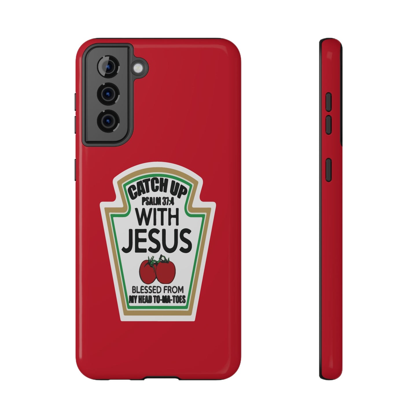 Fun Christian Phone Case, Catch Up with Jesus, Impact-Resistant, Faith-Based Gift, Religious Accessories, Bible Verses