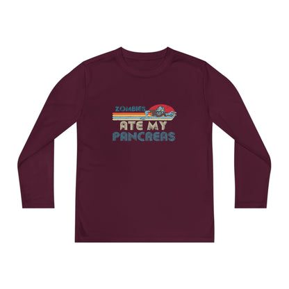 Youth Long Sleeve Funny Tee - Zombies Eat My Pancreas, Gift for Kids, Birthday Shirt, Humor Apparel, Summer Fashion