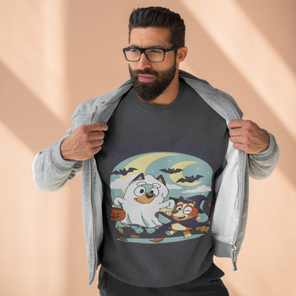Halloween Sweatshirt, Cozy Unisex Crewneck, Trick or Treat Design, Fall Apparel, Halloween Costume, Perfect for October Celebrations