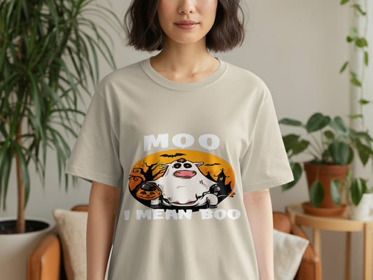 MOO I MEAN BOO Ghost Halloween Graphic T-Shirt product