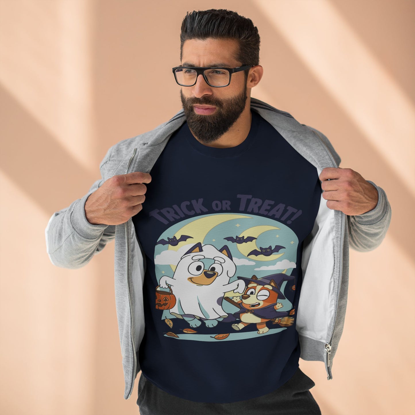 Halloween Sweatshirt, Cozy Unisex Crewneck, Trick or Treat Design, Fall Apparel, Halloween Costume, Perfect for October Celebrations