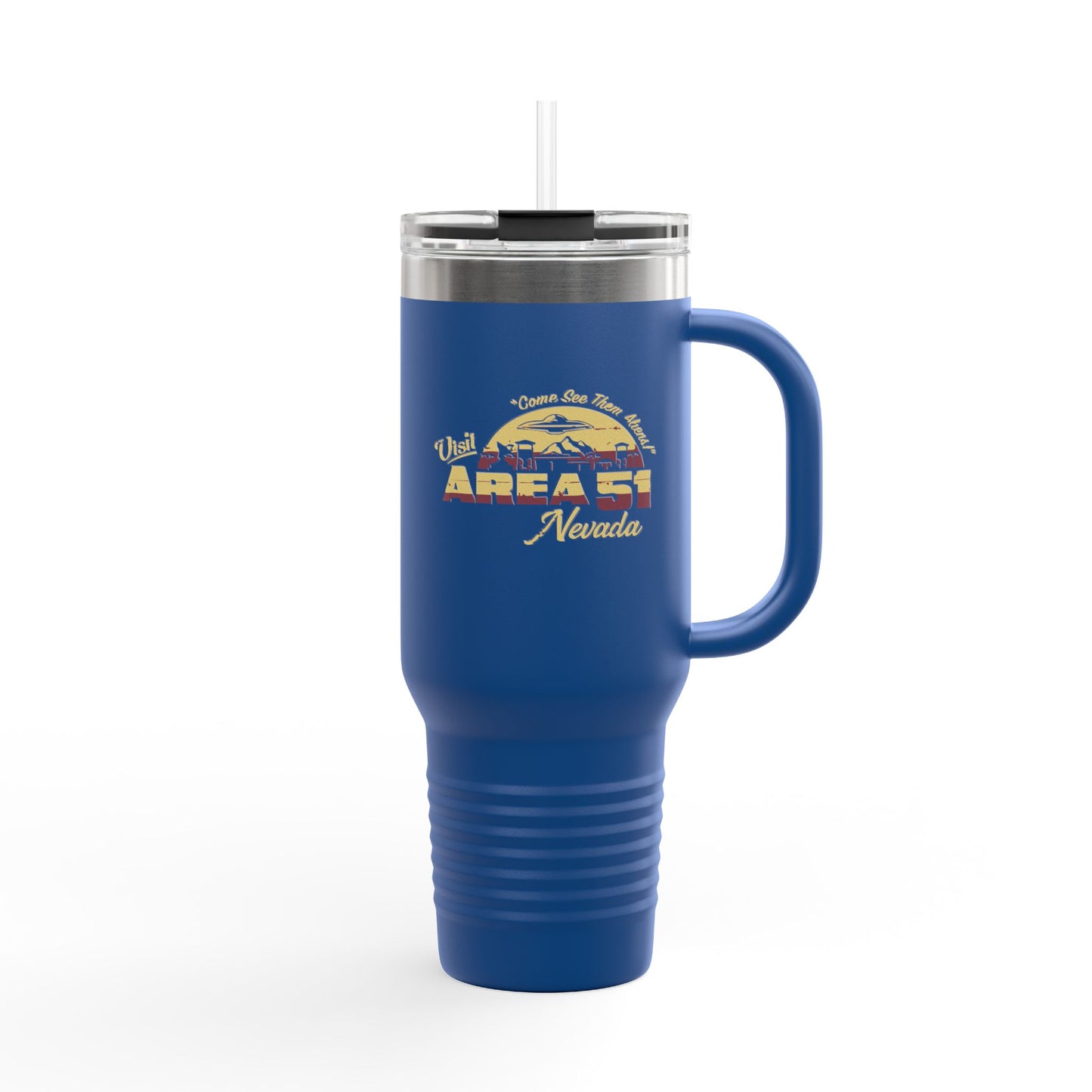 Alien Coffee Mug for Area 51 Fans, Travel Drinkware, 40oz Insulated Tumbler, Perfect for Road Trips, Gifts for UFO Lovers, Sci-Fi Inspired