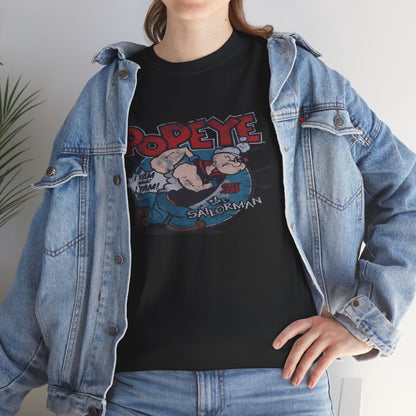 Popeye Illustration Unisex Heavy Cotton Tee, Cartoon T-Shirt, Gift for Fans, Casual Wear, Retro Design, Comfortable Top