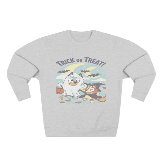 Halloween Sweatshirt, Cozy Unisex Crewneck, Trick or Treat Design, Fall Apparel, Halloween Costume, Perfect for October Celebrations