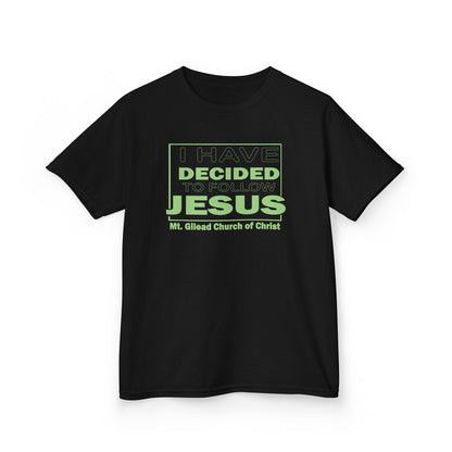 Kids T-Shirt — "I Have Decided to Follow Jesus" Neon Green Youth Church Tee