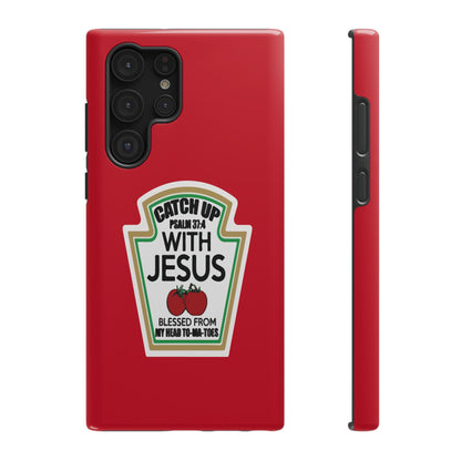 Fun Christian Phone Case, Catch Up with Jesus, Impact-Resistant, Faith-Based Gift, Religious Accessories, Bible Verses