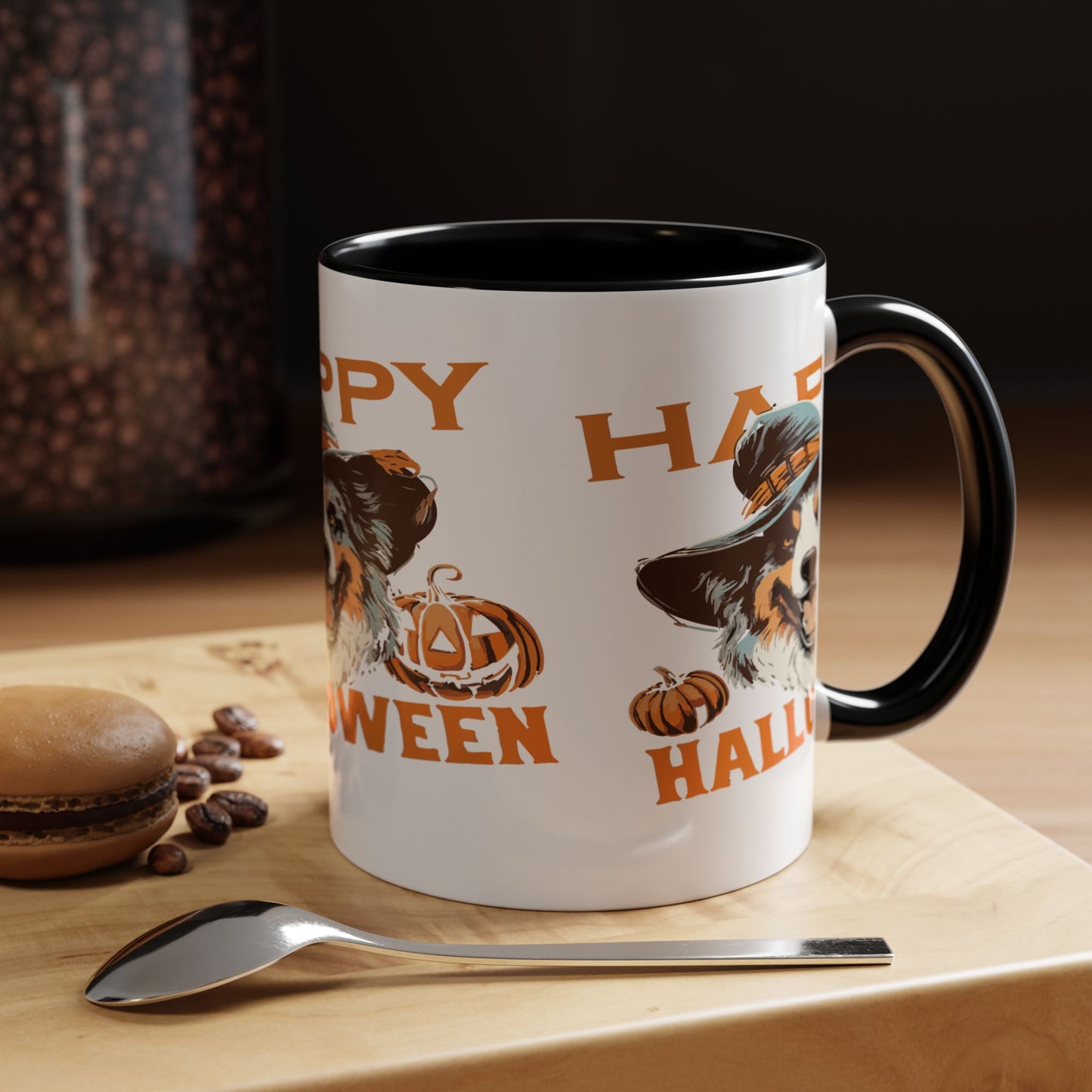 Halloween Dog Mug with Pumpkin Design, Cute Pet Lover Gift, Coffee Ceramic Cup for Fall, Spooky Season Decor, Happy Halloween