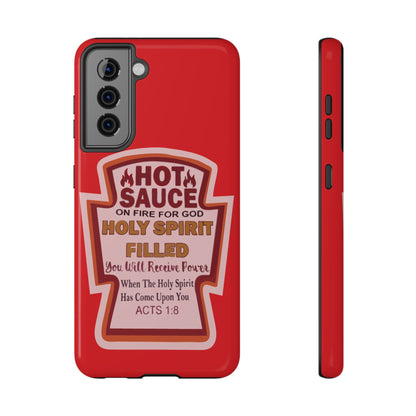 Holy Spirit Hot Sauce Phone Cases - Impact-Resistant, Christian Gift, Spiritual Reminder, Unique Design, Faith-Based Accessory