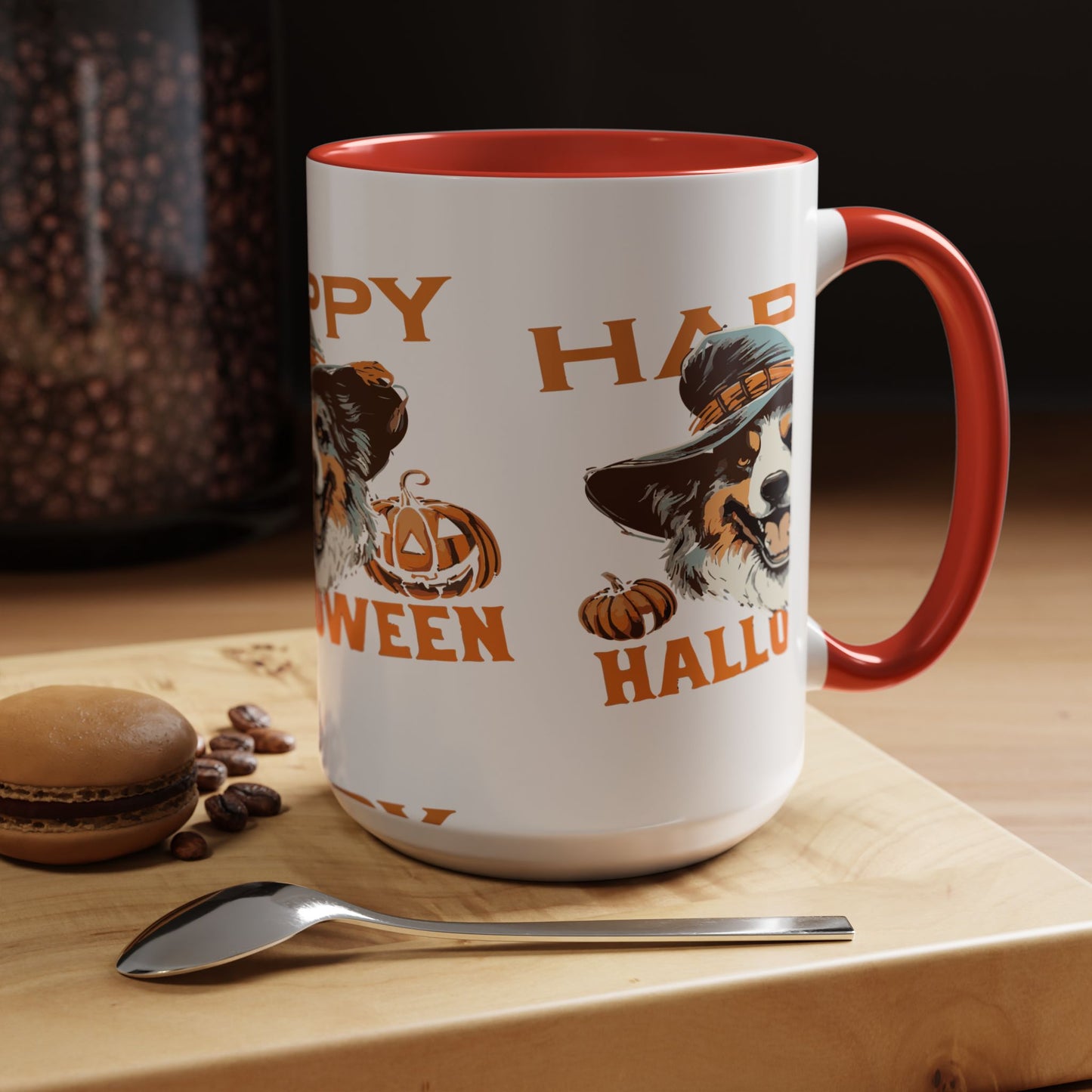 Halloween Dog Mug with Pumpkin Design, Cute Pet Lover Gift, Coffee Ceramic Cup for Fall, Spooky Season Decor, Happy Halloween