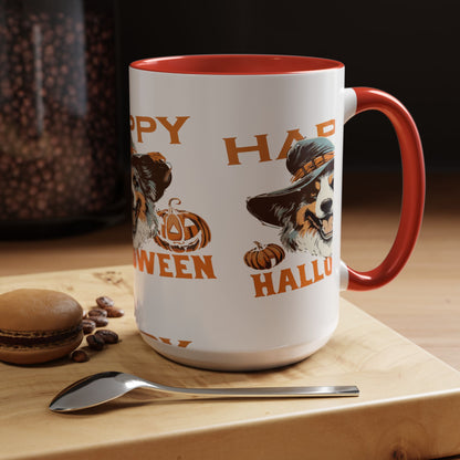 Halloween Dog Mug with Pumpkin Design, Cute Pet Lover Gift, Coffee Ceramic Cup for Fall, Spooky Season Decor, Happy Halloween