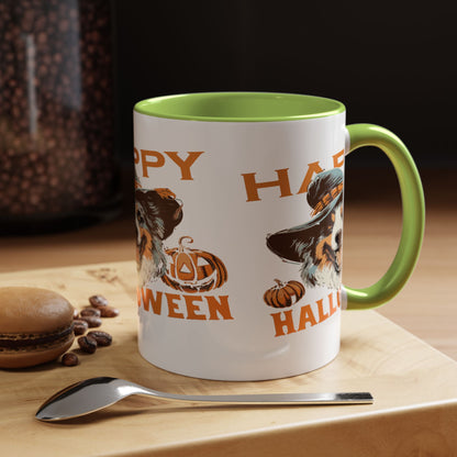 Halloween Dog Mug with Pumpkin Design, Cute Pet Lover Gift, Coffee Ceramic Cup for Fall, Spooky Season Decor, Happy Halloween