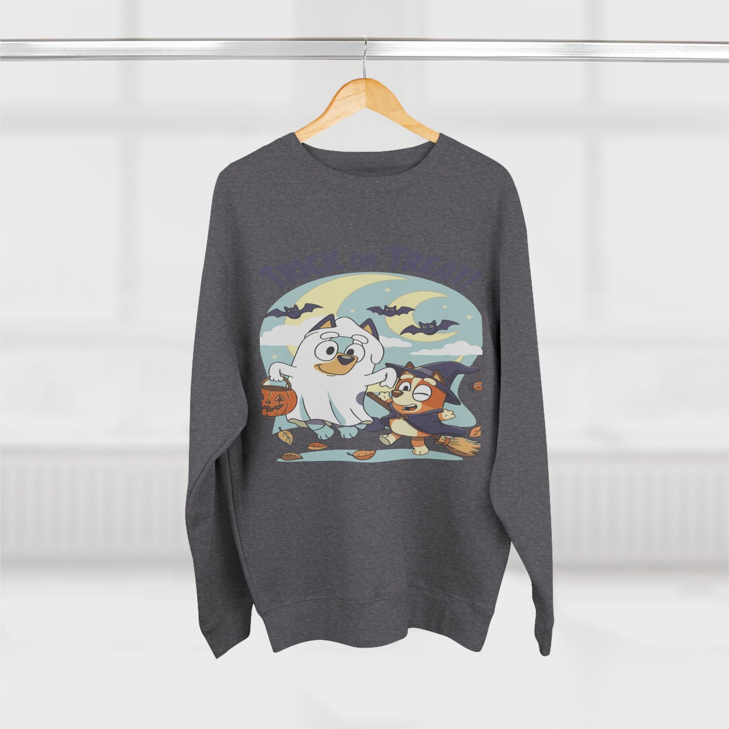 Halloween Sweatshirt, Cozy Unisex Crewneck, Trick or Treat Design, Fall Apparel, Halloween Costume, Perfect for October Celebrations