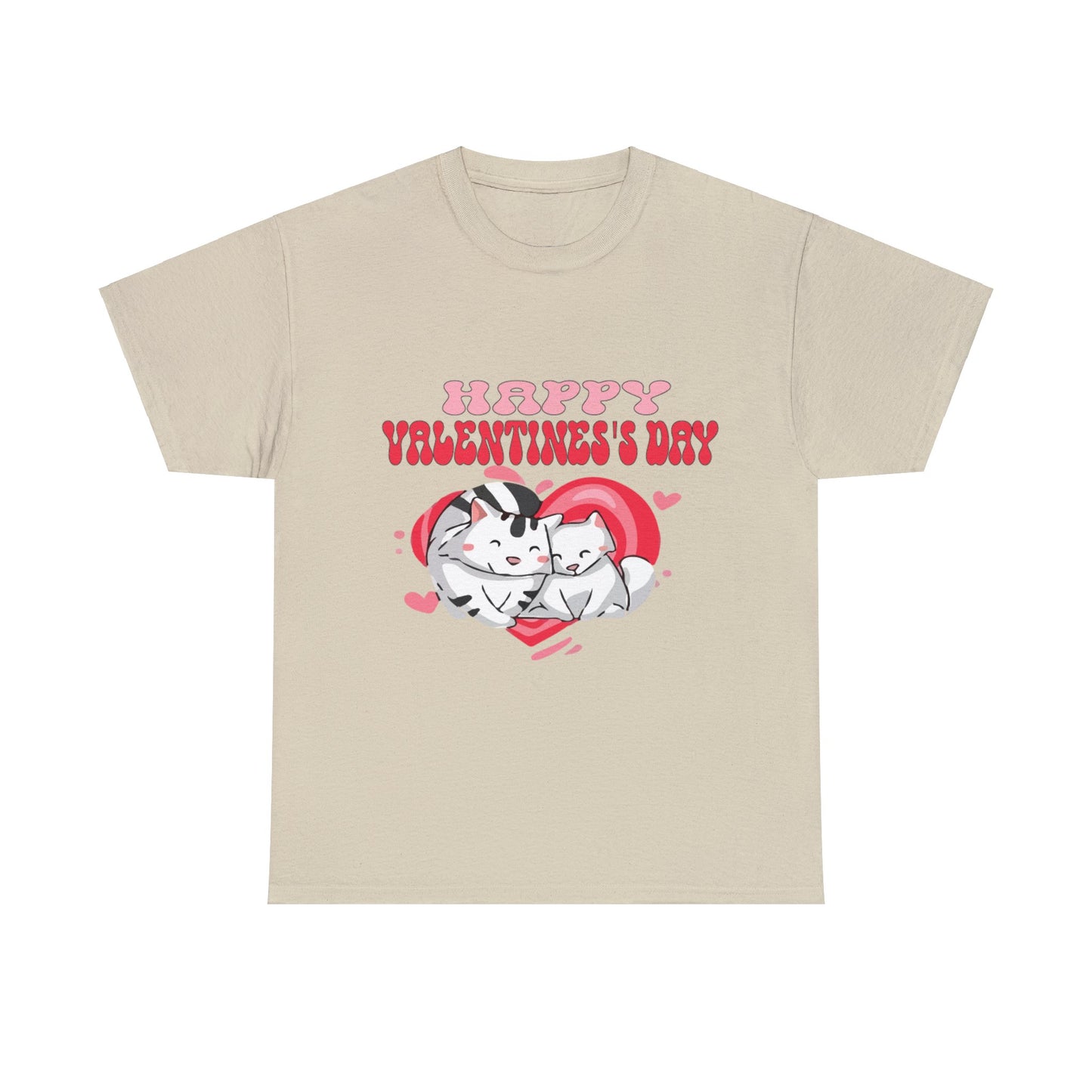 Happy Valetine Day Cats Unisex Heavy Cotton Tee