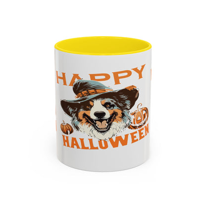 Halloween Dog Mug with Pumpkin Design, Cute Pet Lover Gift, Coffee Ceramic Cup for Fall, Spooky Season Decor, Happy Halloween