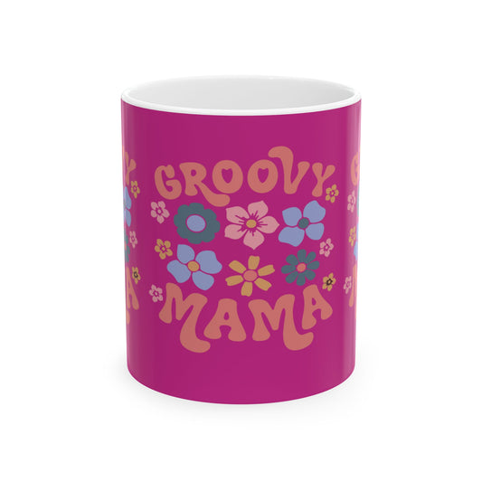 Groovy Mama Ceramic Mug - Colorful Floral Design, Perfect for Mother’s Day or Everyday Use
