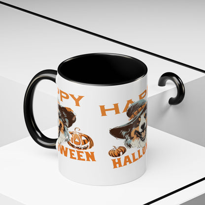 Halloween Dog Mug with Pumpkin Design, Cute Pet Lover Gift, Coffee Ceramic Cup for Fall, Spooky Season Decor, Happy Halloween