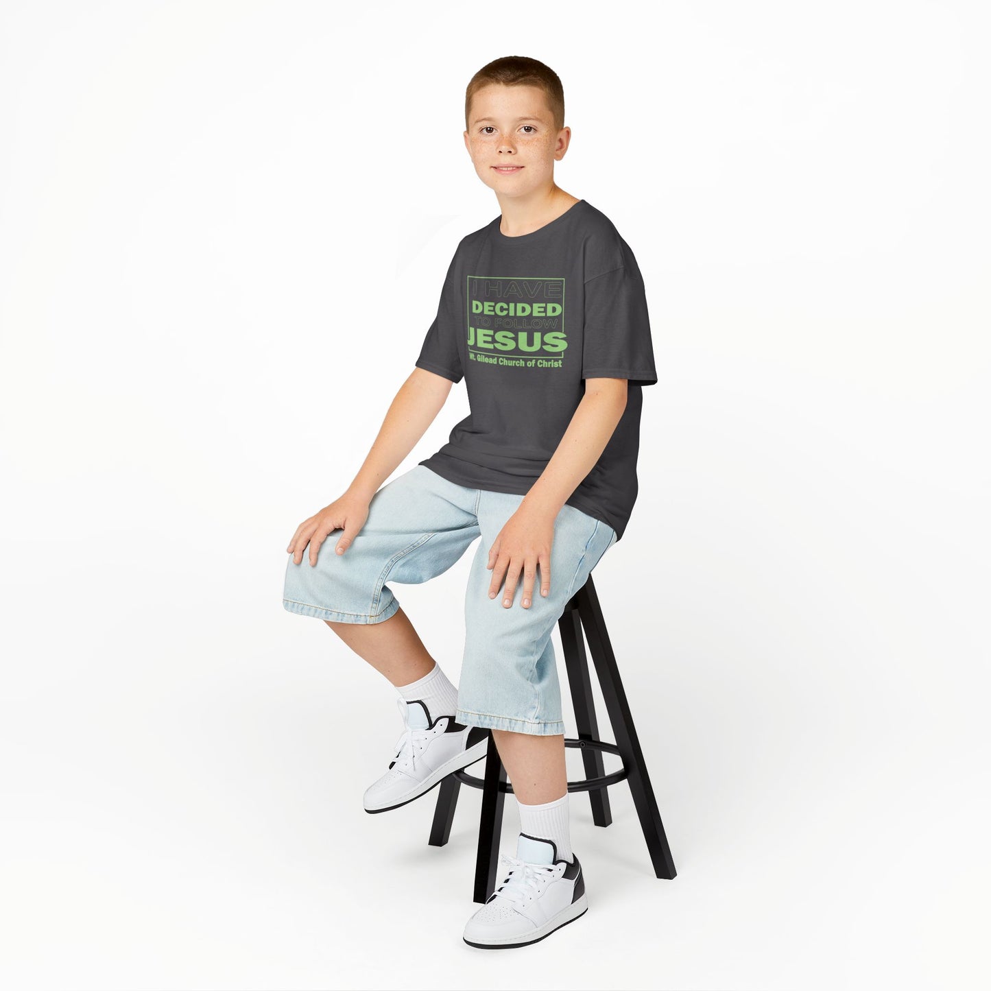 Kids T-Shirt — "I Have Decided to Follow Jesus" Neon Green Youth Church Tee