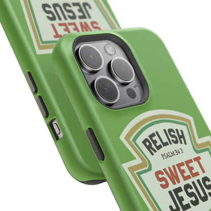 Relish Sweet Jesus Phone Case, Christian Gift, Impact-Resistant Case, Religious Phone Accessory, Faith-Based Present, Celebration Case
