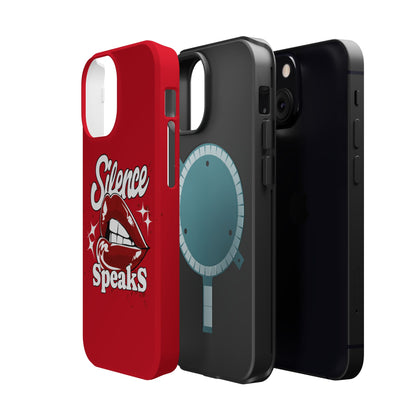 Bold Expression Magnetic Tough Cases, Phone Cover, Gift for Her, Pop Art, Trendy Accessory, Silence Speaks Design
