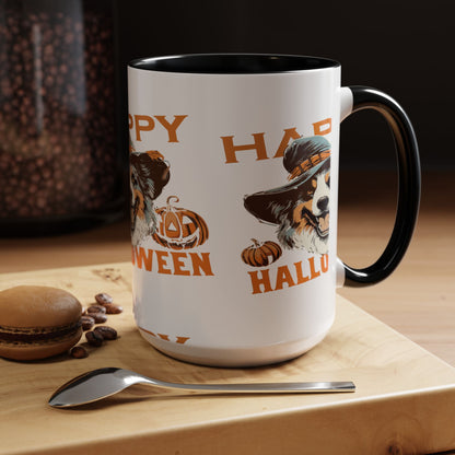 Halloween Dog Mug with Pumpkin Design, Cute Pet Lover Gift, Coffee Ceramic Cup for Fall, Spooky Season Decor, Happy Halloween