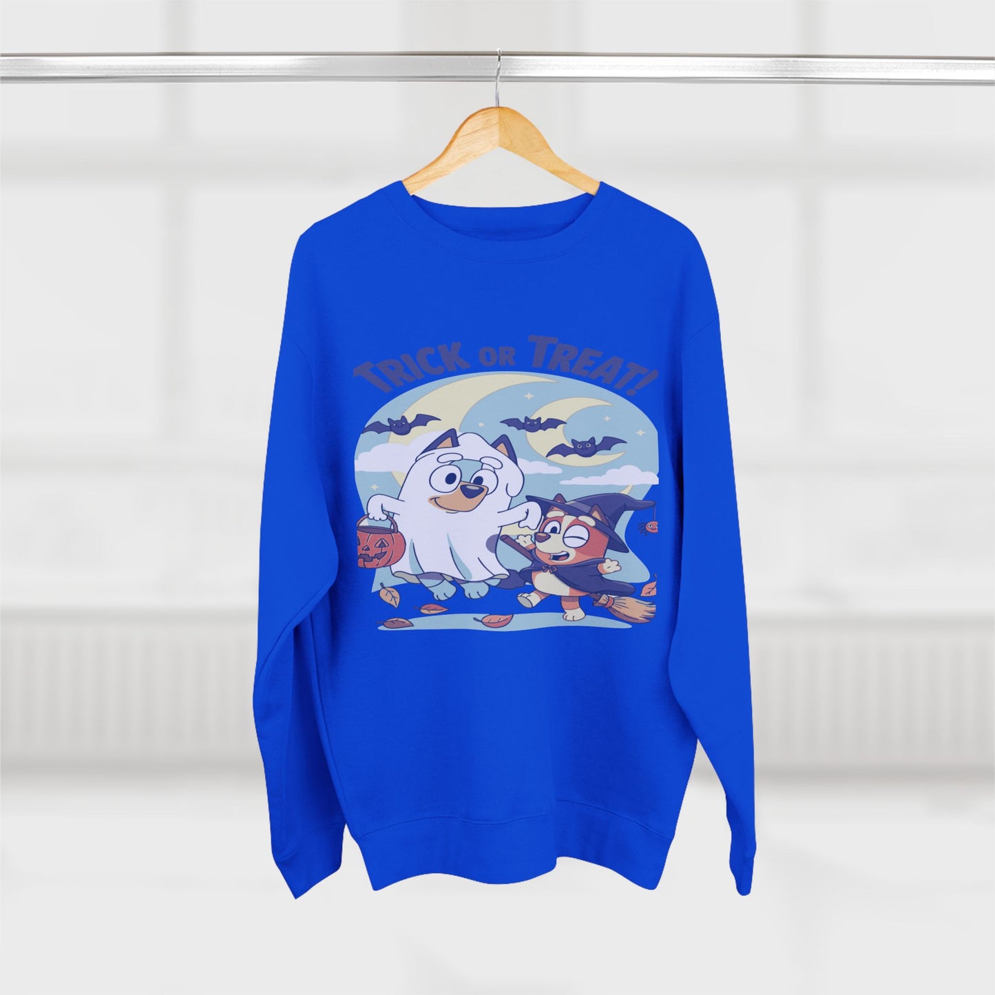 Halloween Sweatshirt, Cozy Unisex Crewneck, Trick or Treat Design, Fall Apparel, Halloween Costume, Perfect for October Celebrations
