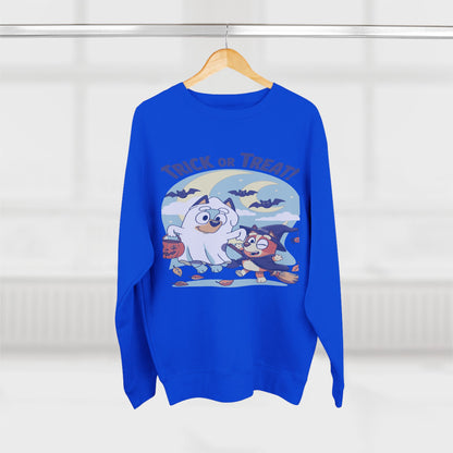 Halloween Sweatshirt, Cozy Unisex Crewneck, Trick or Treat Design, Fall Apparel, Halloween Costume, Perfect for October Celebrations