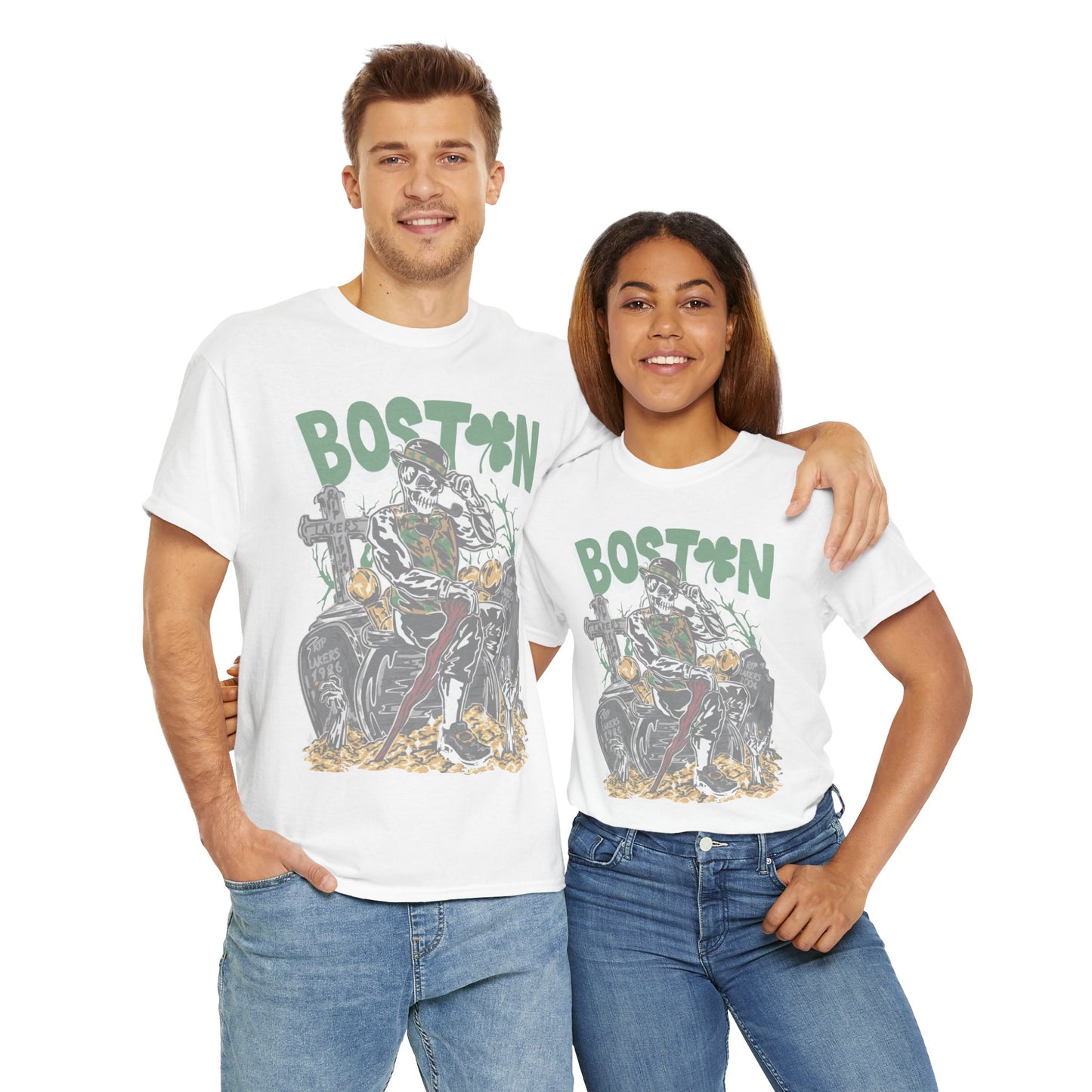 Boston Graphic Tee, Unisex Heavy Cotton T-Shirt, Vintage Boston Shirt, Irish Pride Apparel, St. Patrick's Day Gift, Casual Wear