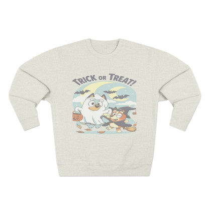 Halloween Sweatshirt, Cozy Unisex Crewneck, Trick or Treat Design, Fall Apparel, Halloween Costume, Perfect for October Celebrations
