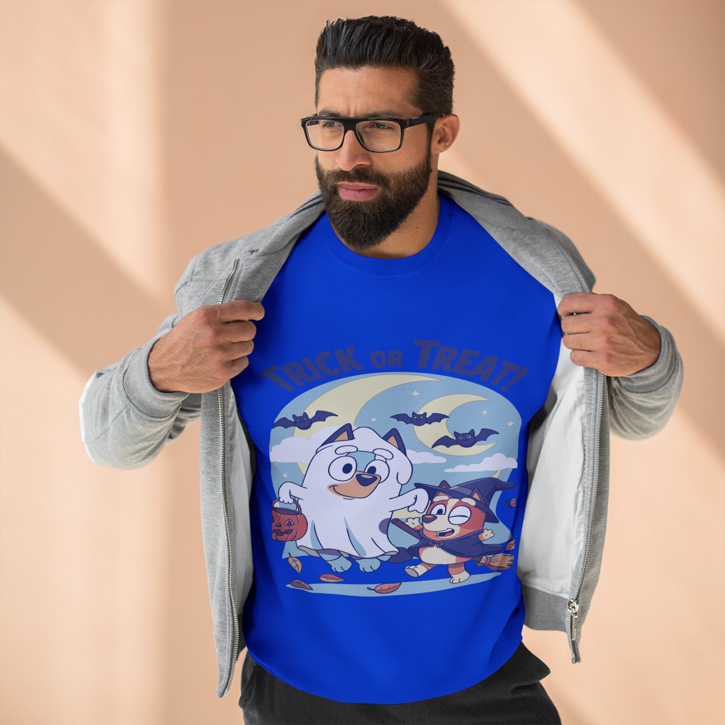 Halloween Sweatshirt, Cozy Unisex Crewneck, Trick or Treat Design, Fall Apparel, Halloween Costume, Perfect for October Celebrations