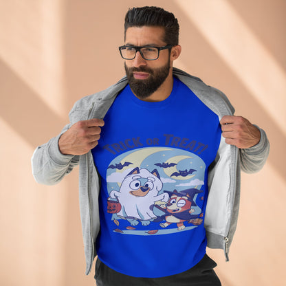 Halloween Sweatshirt, Cozy Unisex Crewneck, Trick or Treat Design, Fall Apparel, Halloween Costume, Perfect for October Celebrations