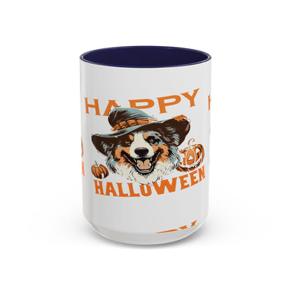 Halloween Dog Mug with Pumpkin Design, Cute Pet Lover Gift, Coffee Ceramic Cup for Fall, Spooky Season Decor, Happy Halloween