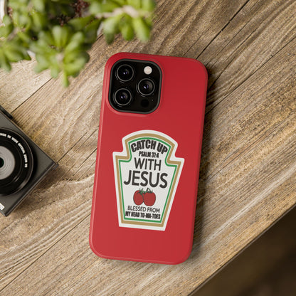 Fun Christian Phone Case, Catch Up with Jesus, Impact-Resistant, Faith-Based Gift, Religious Accessories, Bible Verses