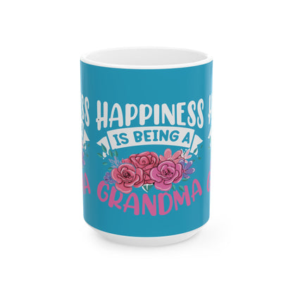 Floral Grandma Mug - Happiness is Being a Grandma - Perfect Gift for Mother's Day